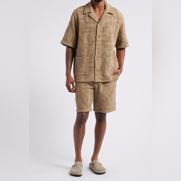 OAS Brown Cleo Textured Shorts in Medium - Picture 7 of 10